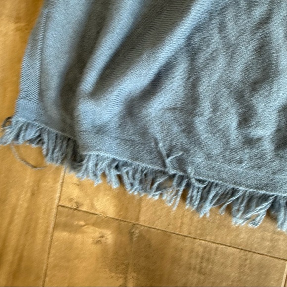 J Jill Tunic Sweater Top Women Medium Fringe V-Neck Blue Fall Winter - Picture 2 of 7